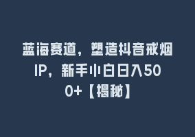 蓝海赛道，塑造抖音戒烟IP，新手小白日入500+【揭秘】868网课-868网课系统868网课系统