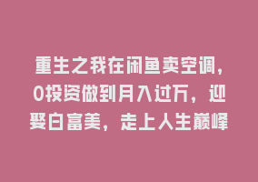 重生之我在闲鱼卖空调，0投资做到月入过万，迎娶白富美，走上人生巅峰868网课-868网课系统868网课系统