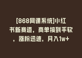 [868网课系统]小红书新赛道，商单接到手软，涨粉迅速，月入1w+868网课-868网课系统868网课系统