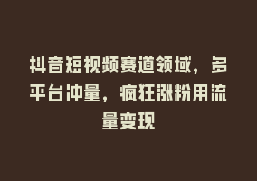 抖音短视频赛道领域，多平台冲量，疯狂涨粉用流量变现868网课-868网课系统868网课系统