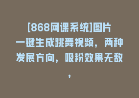 [868网课系统]图片一键生成跳舞视频，两种发展方向，吸粉效果无敌，868网课-868网课系统868网课系统