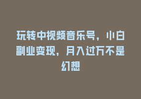 玩转中视频音乐号，小白副业变现，月入过万不是幻想868网课-868网课系统868网课系统