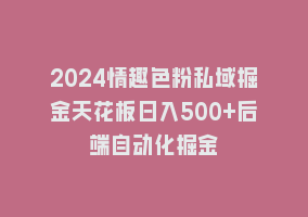 2024情趣色粉私域掘金天花板日入500+后端自动化掘金868网课-868网课系统868网课系统