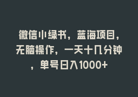 微信小绿书，蓝海项目，无脑操作，一天十几分钟，单号日入1000+868网课-868网课系统868网课系统