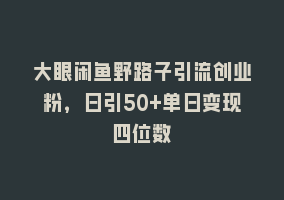 大眼闲鱼野路子引流创业粉，日引50+单日变现四位数868网课-868网课系统868网课系统