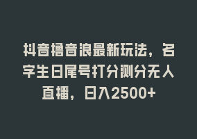 抖音撸音浪最新玩法，名字生日尾号打分测分无人直播，日入2500+868网课-868网课系统868网课系统