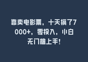 靠卖电影票，十天搞了7000+，零投入，小白无门槛上手！868网课-868网课系统868网课系统