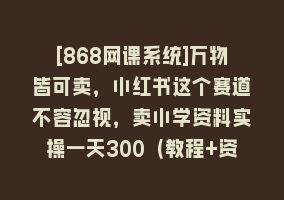 [868网课系统]万物皆可卖，小红书这个赛道不容忽视，卖小学资料实操一天300（教程+资料)868网课-868网课系统868网课系统