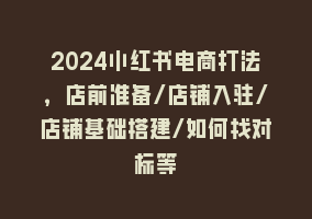 2024小红书电商打法，店前准备/店铺入驻/店铺基础搭建/如何找对标等868网课-868网课系统868网课系统