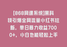 [868网课系统]黑科技引爆全网流量小红书拉新，单日暴力收益7000+，小白也能轻松上手868网课-868网课系统868网课系统