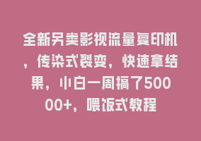 全新另类影视流量复印机，传染式裂变，快速拿结果，小白一周搞了50000+，喂饭式教程868网课-868网课系统868网课系统