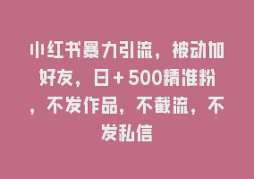 小红书暴力引流，被动加好友，日＋500精准粉，不发作品，不截流，不发私信868网课-868网课系统868网课系统