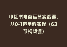 小红书电商运营实战课，从0打造全程实操（63节视频课）868网课-868网课系统868网课系统