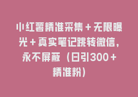 小红薯精准采集＋无限曝光＋真实笔记跳转微信，永不屏蔽（日引300＋精准粉）868网课-868网课系统868网课系统