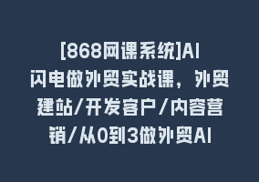 [868网课系统]AI闪电做外贸实战课，外贸建站/开发客户/内容营销/从0到3做外贸AI-62节868网课-868网课系统868网课系统