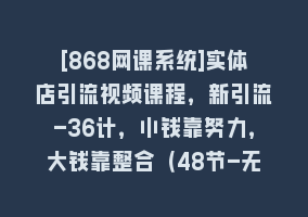 [868网课系统]实体店引流视频课程，新引流-36计，小钱靠努力，大钱靠整合（48节-无水印）868网课-868网课系统868网课系统