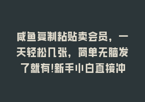 咸鱼复制粘贴卖会员，一天轻松几张，简单无脑发了就有!新手小白直接冲868网课-868网课系统868网课系统