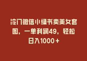 冷门微信小绿书卖美女套图，一单利润49，轻松日入1000＋868网课-868网课系统868网课系统