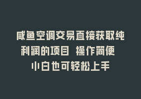 咸鱼空调交易直接获取纯利润的项目 操作简便 小白也可轻松上手868网课-868网课系统868网课系统