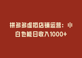 拼多多虚拟店铺运营：小白也能日收入1000+868网课-868网课系统868网课系统