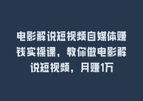 电影解说短视频自媒体赚钱实操课，教你做电影解说短视频，月赚1万868网课-868网课系统868网课系统