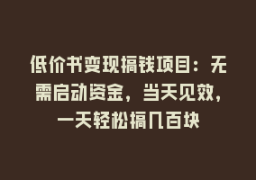 低价书变现搞钱项目：无需启动资金，当天见效，一天轻松搞几百块868网课-868网课系统868网课系统