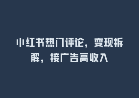 小红书热门评论，变现拆解，接广告高收入868网课-868网课系统868网课系统