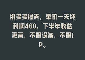 拼多多撸券，单机一天纯利润480，下半年收益更高，不限设备，不限IP。868网课-868网课系统868网课系统