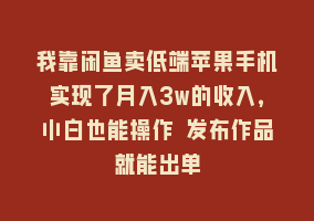 我靠闲鱼卖低端苹果手机实现了月入3w的收入，小白也能操作 发布作品就能出单868网课-868网课系统868网课系统