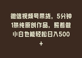 微信视频号带货，5分钟1条纯原创作品，照着做小白也能轻松日入500+868网课-868网课系统868网课系统