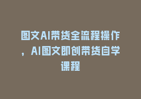 图文AI带货全流程操作，AI图文即创带货自学课程868网课-868网课系统868网课系统