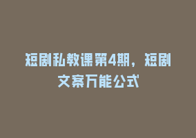 短剧私教课第4期，短剧文案万能公式868网课-868网课系统868网课系统