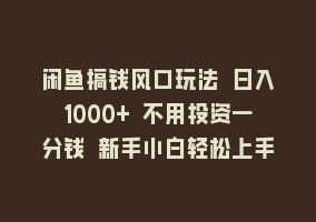 闲鱼搞钱风口玩法 日入1000+ 不用投资一分钱 新手小白轻松上手868网课-868网课系统868网课系统