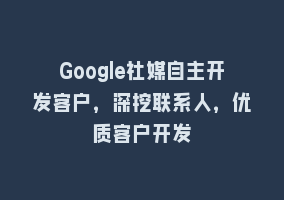 Google社媒自主开发客户，深挖联系人，优质客户开发868网课-868网课系统868网课系统