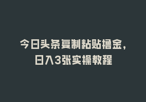 今日头条复制粘贴撸金，日入3张实操教程868网课-868网课系统868网课系统