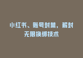 小红书、账号封禁，解封无限换绑技术868网课-868网课系统868网课系统