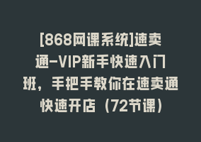 [868网课系统]速卖通-VIP新手快速入门班，手把手教你在速卖通快速开店（72节课）868网课-868网课系统868网课系统