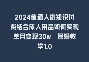 2024普通人做知识付费结合成人用品如何实现单月变现30w➕保姆教学1.0868网课-868网课系统868网课系统