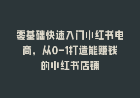 零基础快速入门小红书电商，从0-1打造能赚钱的小红书店铺868网课-868网课系统868网课系统