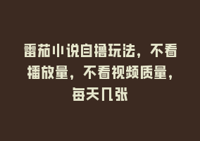 番茄小说自撸玩法，不看播放量，不看视频质量，每天几张868网课-868网课系统868网课系统