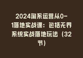 2024淘系运营从0-1落地实战课：包括无界系统实战落地玩法（32节）868网课-868网课系统868网课系统