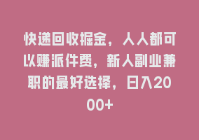 快递回收掘金，人人都可以赚派件费，新人副业兼职的最好选择，日入2000+868网课-868网课系统868网课系统