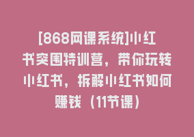 [868网课系统]小红书突围特训营，带你玩转小红书，拆解小红书如何赚钱（11节课）868网课-868网课系统868网课系统