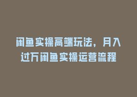 闲鱼实操高端玩法，月入过万闲鱼实操运营流程868网课-868网课系统868网课系统