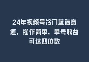 24年视频号冷门蓝海赛道，操作简单，单号收益可达四位数868网课-868网课系统868网课系统