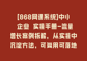 [868网课系统]中小 企业 实操手册-流量增长案例拆解，从实操中沉淀方法，可复用可落地868网课-868网课系统868网课系统