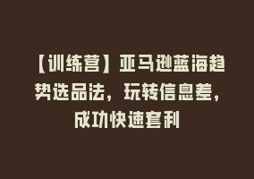 【训练营】亚马逊蓝海趋势选品法，玩转信息差，成功快速套利868网课-868网课系统868网课系统