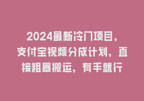 2024最新冷门项目，支付宝视频分成计划，直接粗暴搬运，有手就行868网课-868网课系统868网课系统