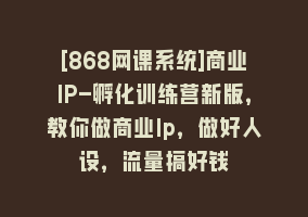 [868网课系统]商业IP-孵化训练营新版，教你做商业Ip，做好人设，流量搞好钱868网课-868网课系统868网课系统