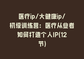 医疗ip/大健康ip/初级训练营：医疗从业者如何打造个人IP(12节)868网课-868网课系统868网课系统